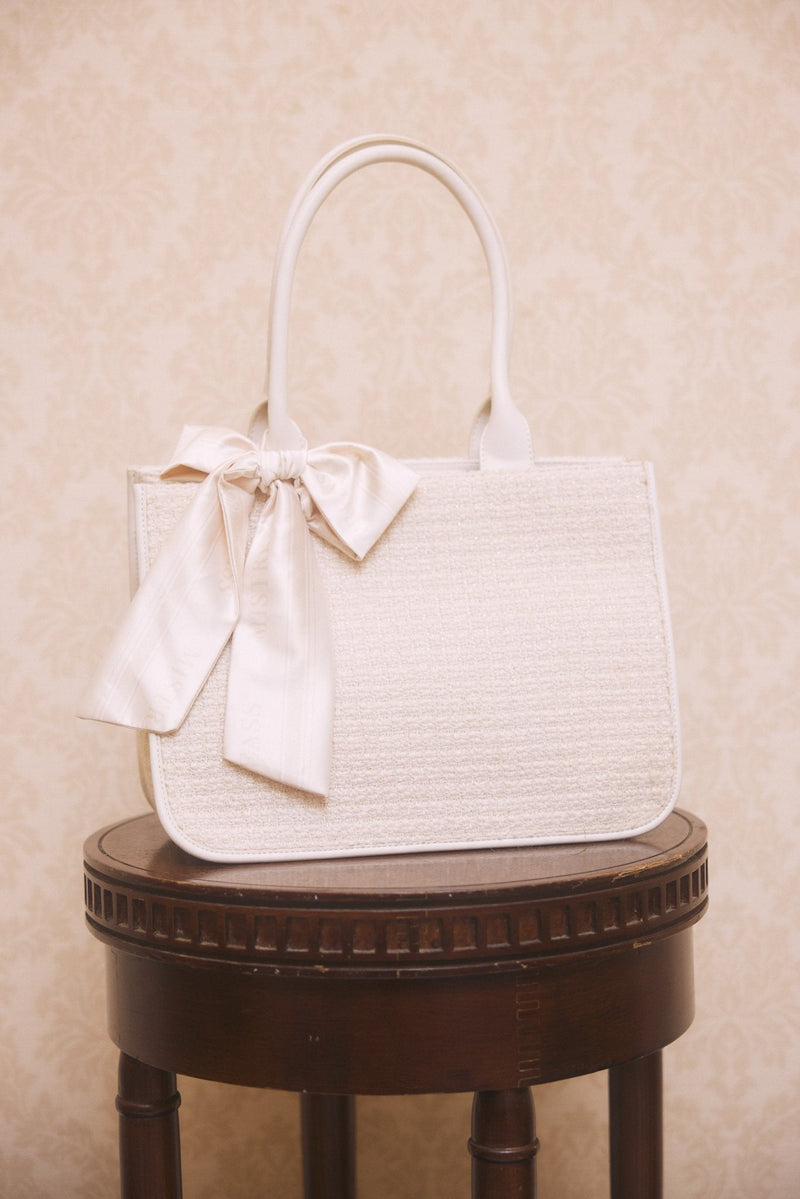 Logo Ribbon Lame Tweed Tote  Bag