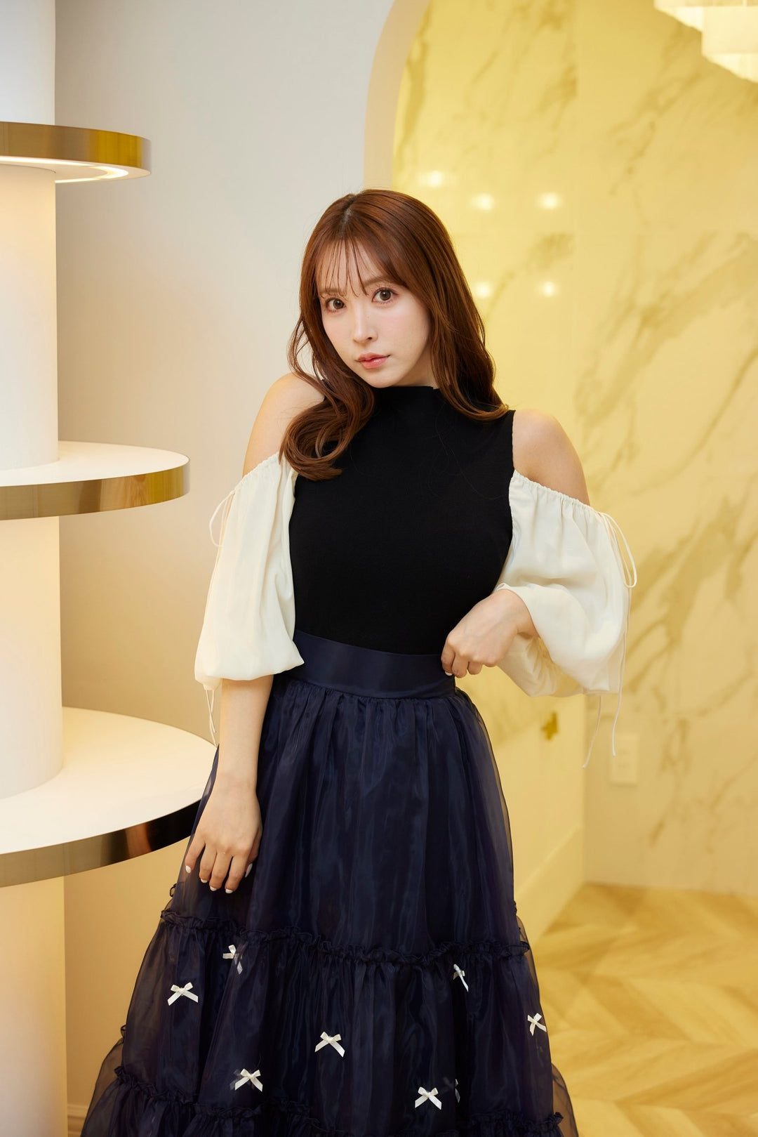 Mini Ribbon Organdy Tiered Skirt - MISTREASS｜フレアスカート