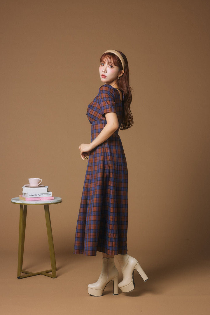 Multicolor Plaid Power Shoulder Dress - MISTREASS