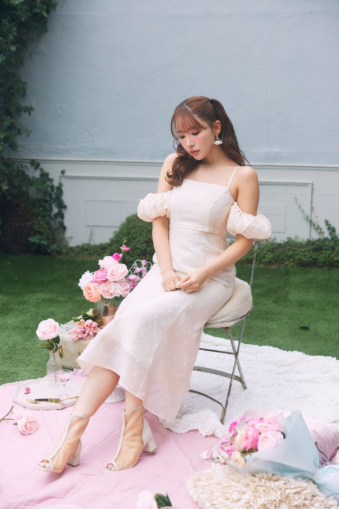 Open Shoulder Dot Mermaid Dress - MISTREASS