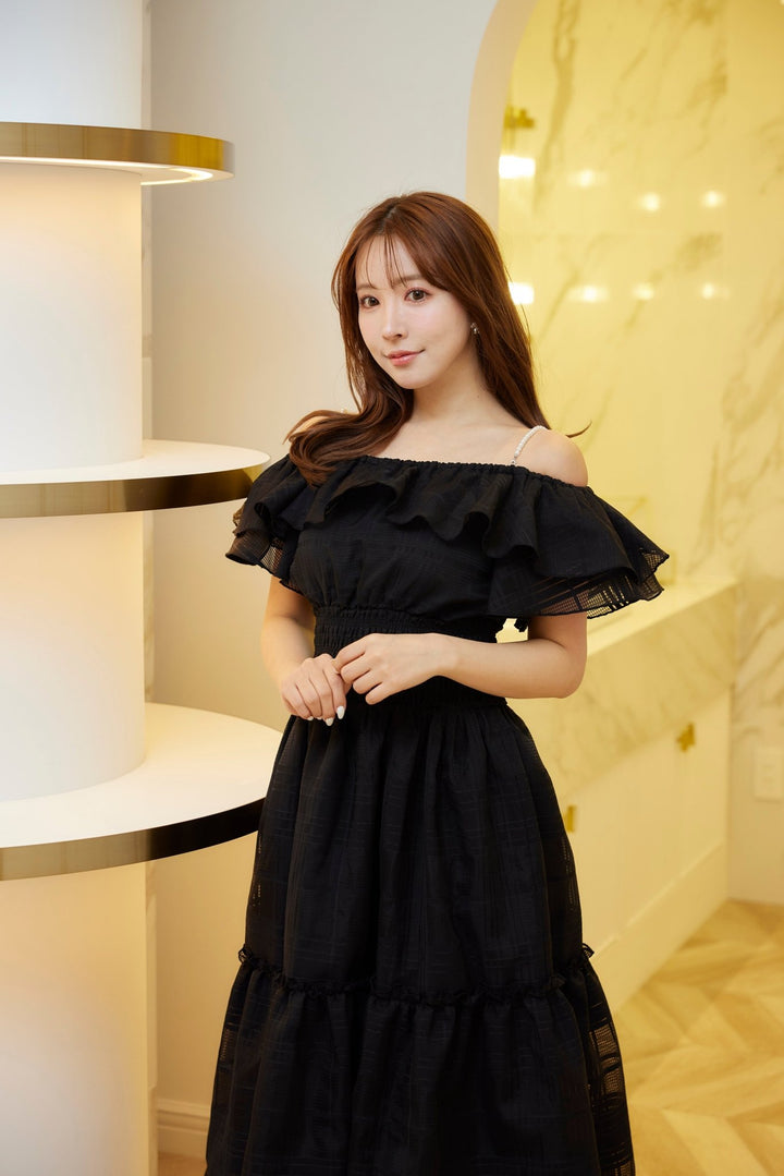 Pearl Strap Sheer Plaid Dress - MISTREASS