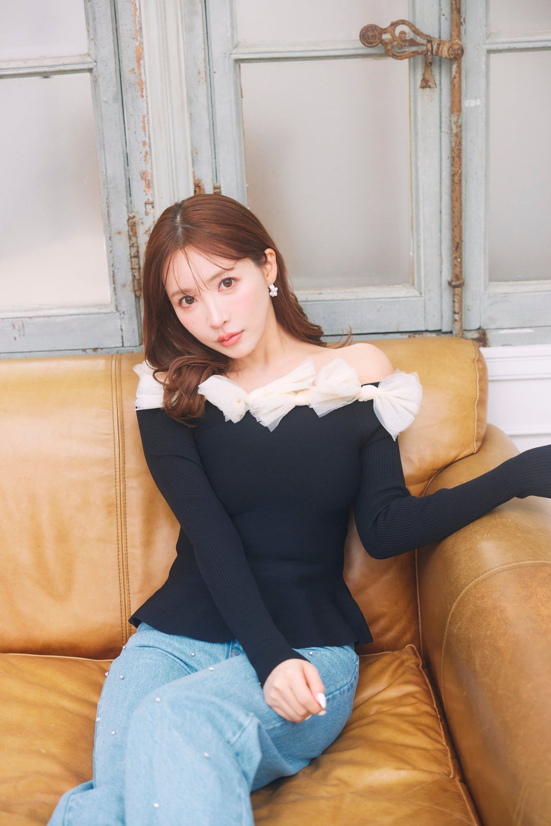 Ribbon Motif Peplum Knit Top - MISTREASS