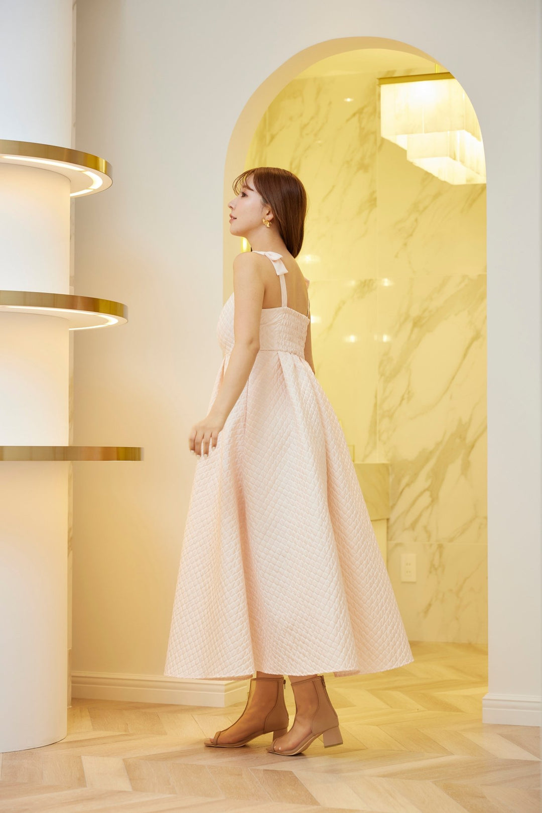 ミストレアス ショルダーリボン キルティング ワンピース Shoulder Ribbon Quilting Dress - MISTREASS