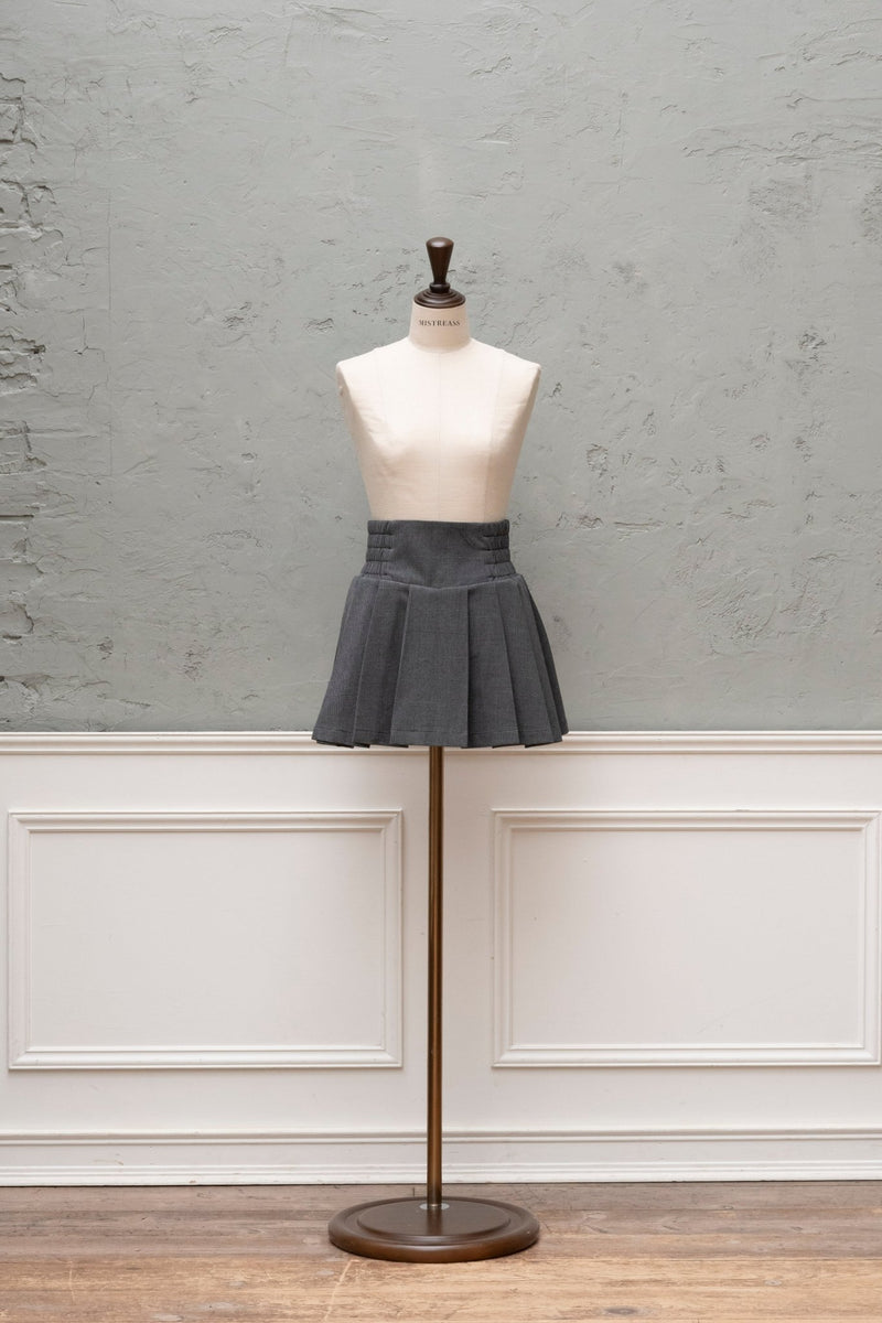 Side Shirring Pleats Mini Skirt