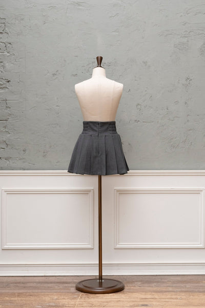 Side Shirring Pleats Mini Skirt